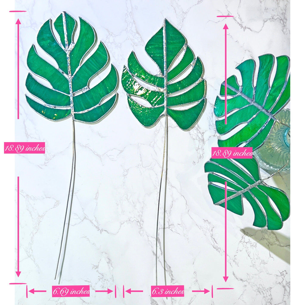 Monstera 1 set of 2 Table stained glass decor,Fake Monstera plant,Monstera plant decor,House Desk plant,Nature home decor, Nature Ornamen