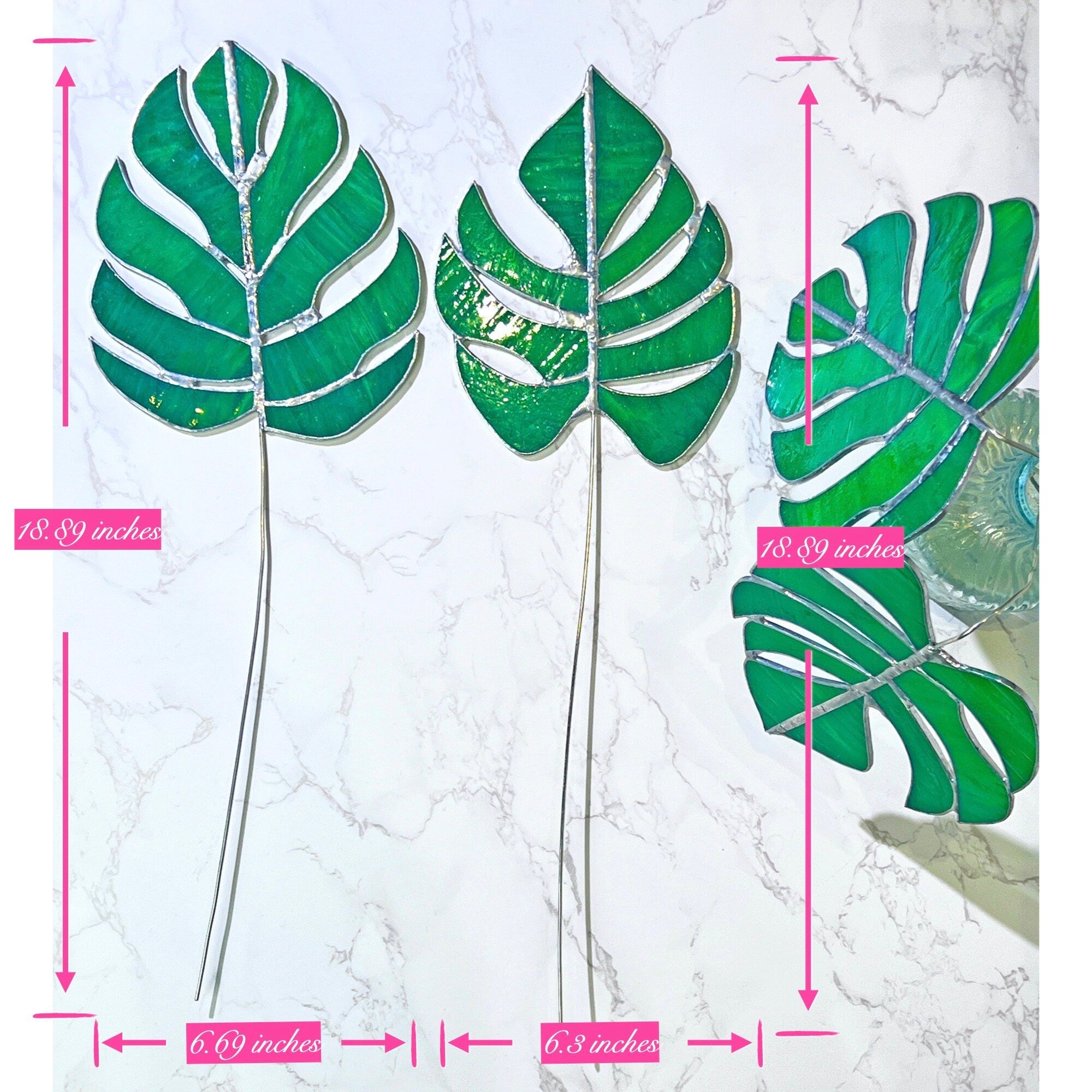 Monstera 1 set of 2 Table stained glass decor,Fake Monstera plant,Monstera plant decor,House Desk plant,Nature home decor, Nature Ornamen