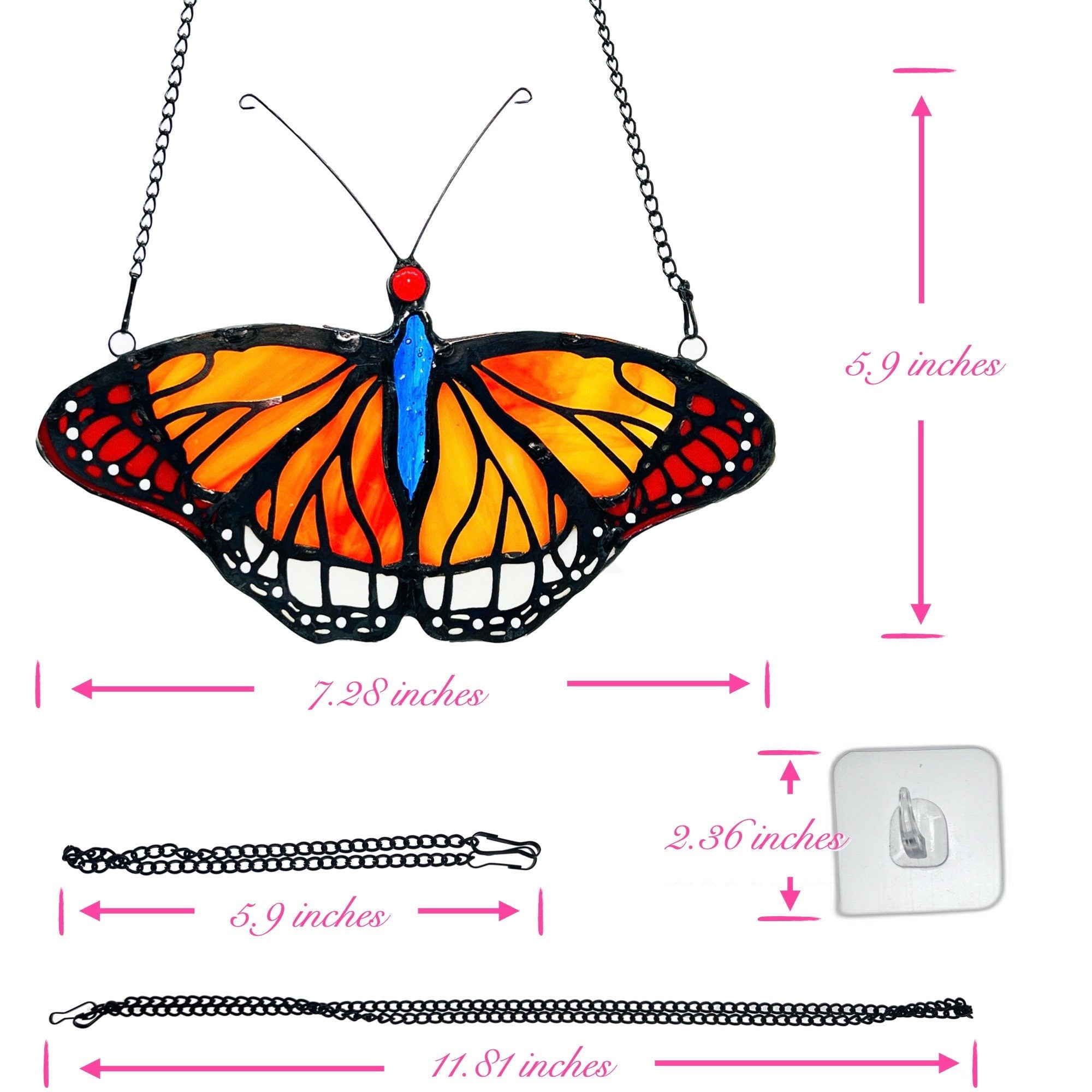 Monarch Butterfly Stained Glass Window Hanging Butterfly Suncatcher Decor, Butterfly Gifts Decoration, Butterfly Lovers