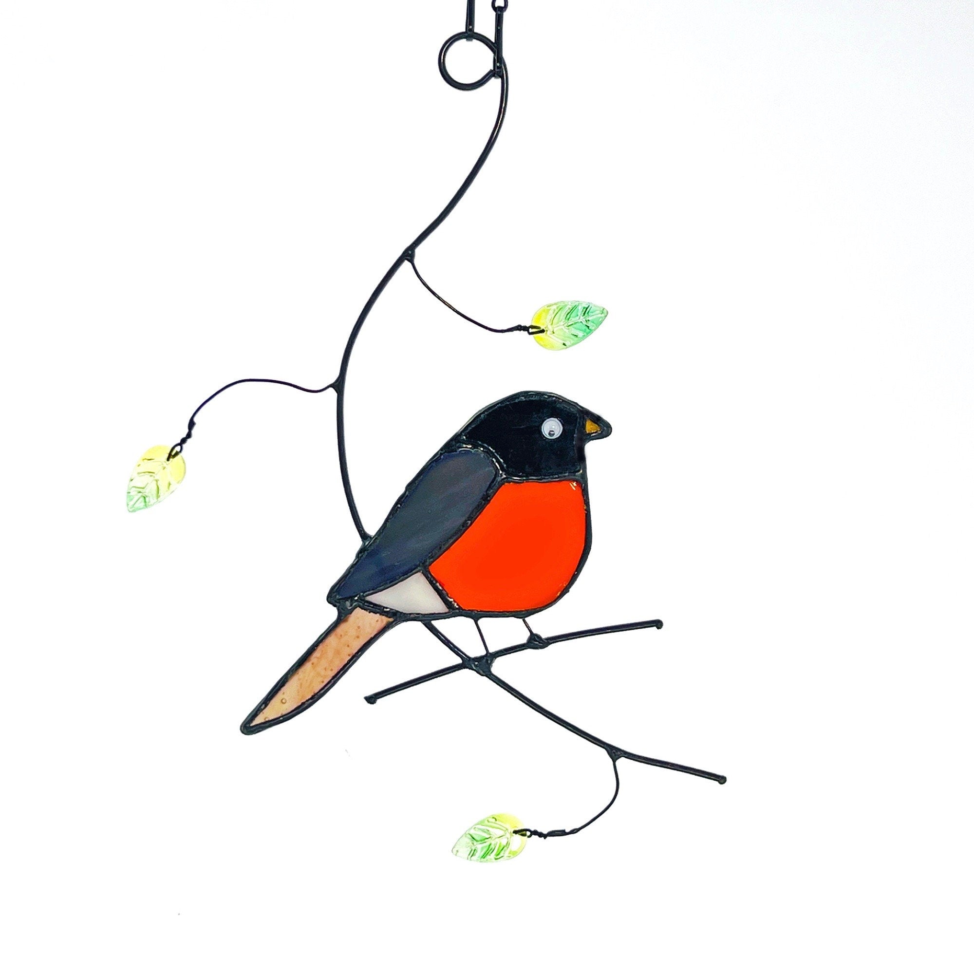 America Robin Bird Stained Glass Window Hanging Ornament Suncatcher Decor, Bird Gifts Decoration, Birds Lovers