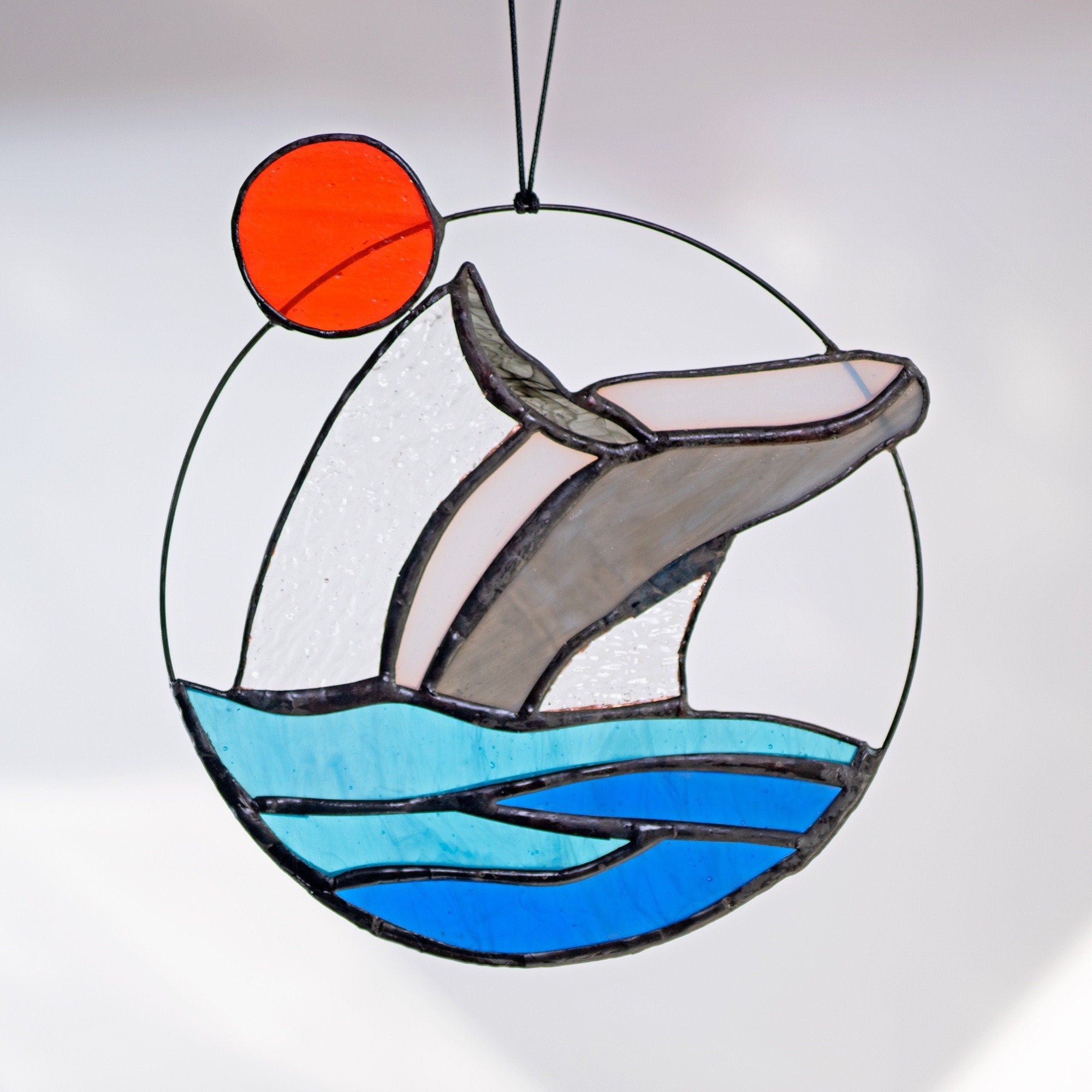 Marine Stained Glass Whale Window Hangings Suncatcher Whale Sun Catcher Ocean Stained Glass Sea Home House Decor Window Wall Decoration