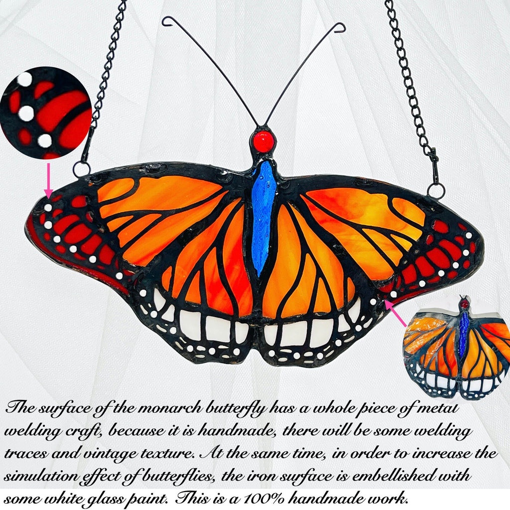 Monarch Butterfly Stained Glass Window Hanging Butterfly Suncatcher Decor, Butterfly Gifts Decoration, Butterfly Lovers