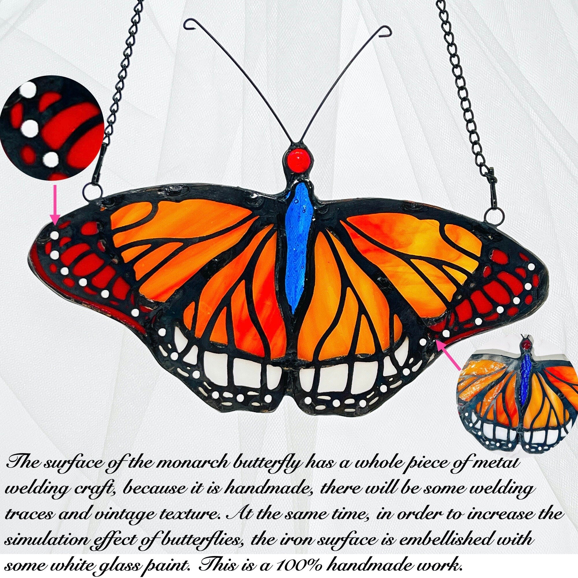 Monarch Butterfly Stained Glass Window Hanging Butterfly Suncatcher Decor, Butterfly Gifts Decoration, Butterfly Lovers