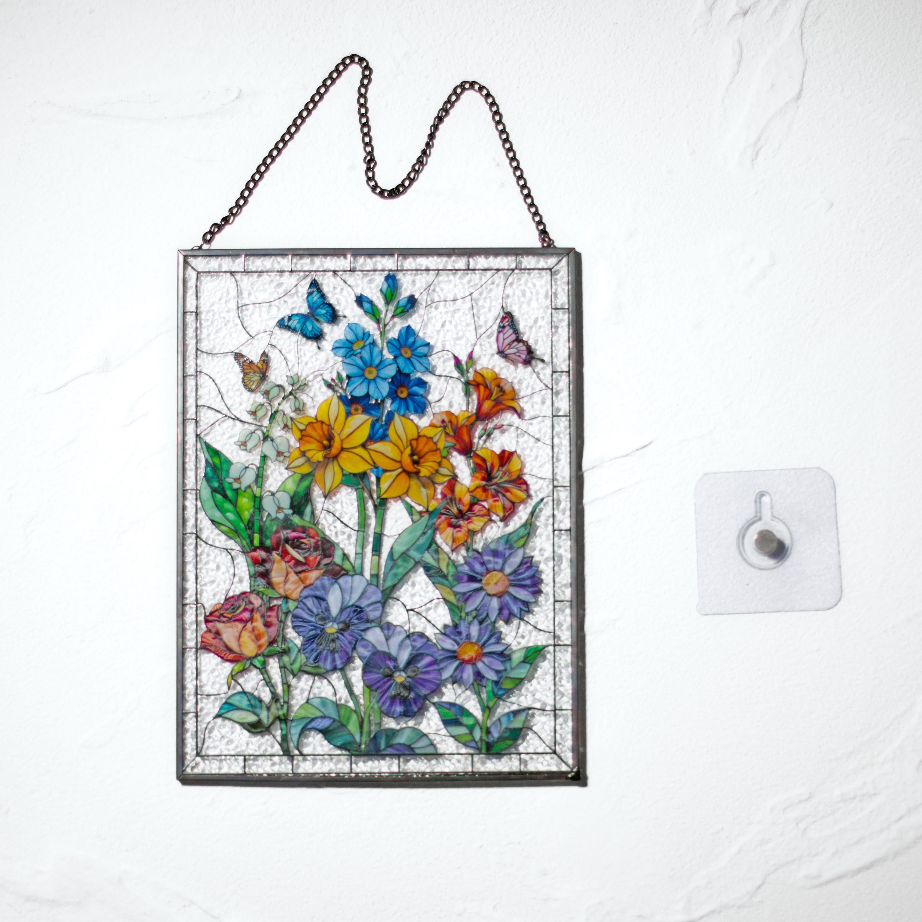 Custom Family Birth Flowers Glass Suncatcher, Custom Mom's Garden Gift Flower Glass Art Birth Flower Nana's Garden Mother's Day Gift For Mom