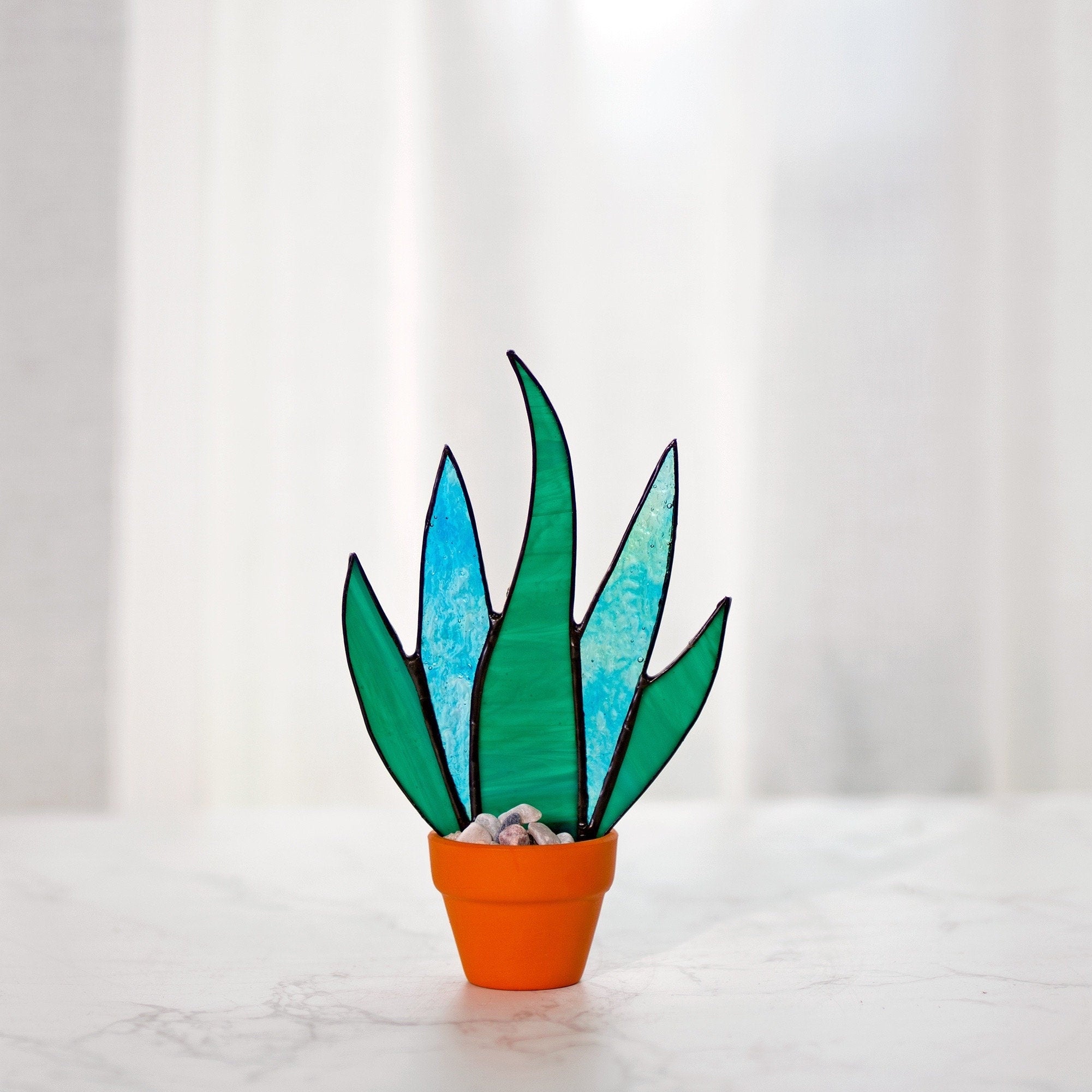 Cactus Plant Stained Glass Succulents Plants Suncatcher Cactus Decor Garden Decor Plants Glass Art, Artificial House Plant,Birthday Gifts