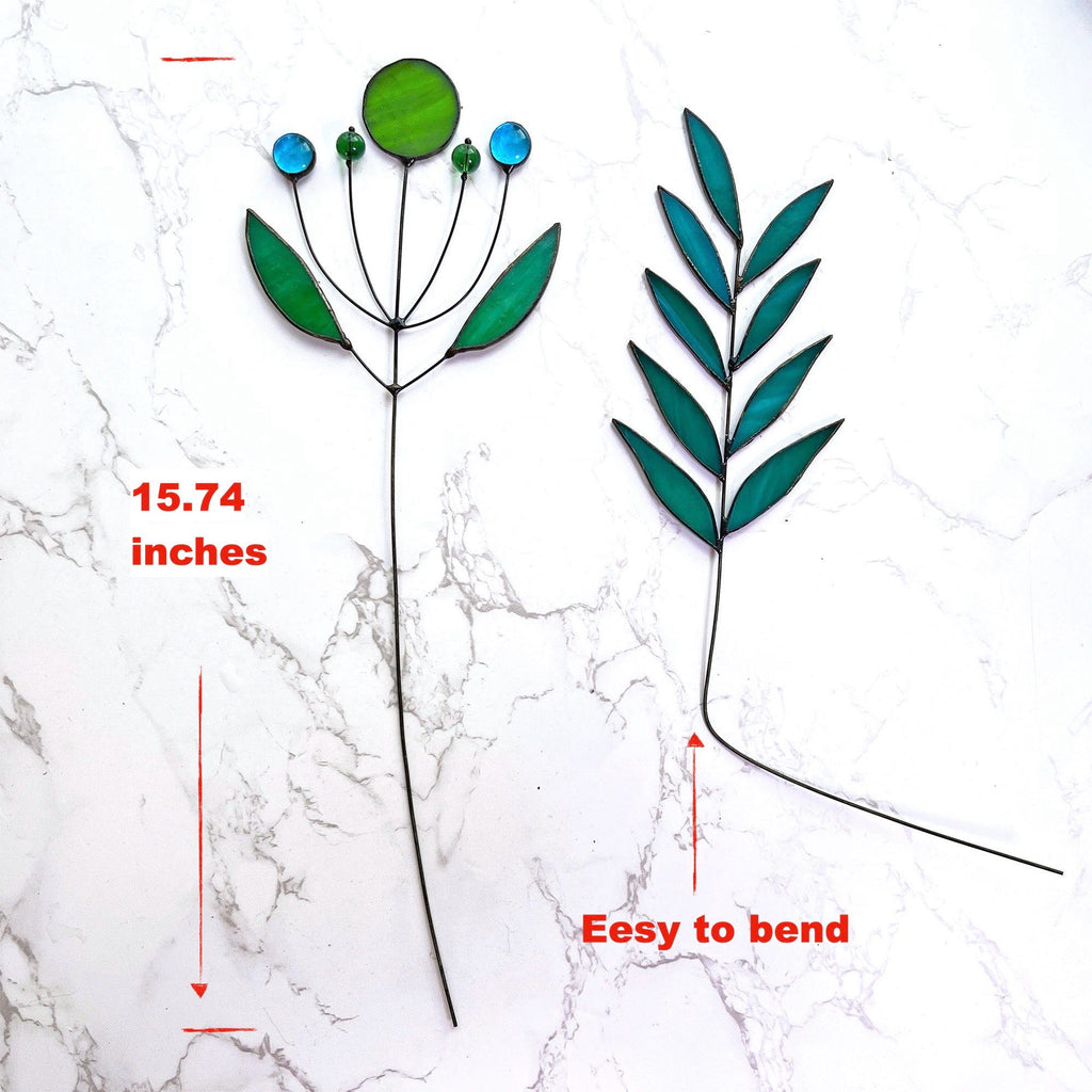 Wildflower Stained Glass Leaves Plant Suncatcher Boho Flower Bouquet Glass Art Mothday Day Gift,Plants Nature Flowers In Vase Home Decor