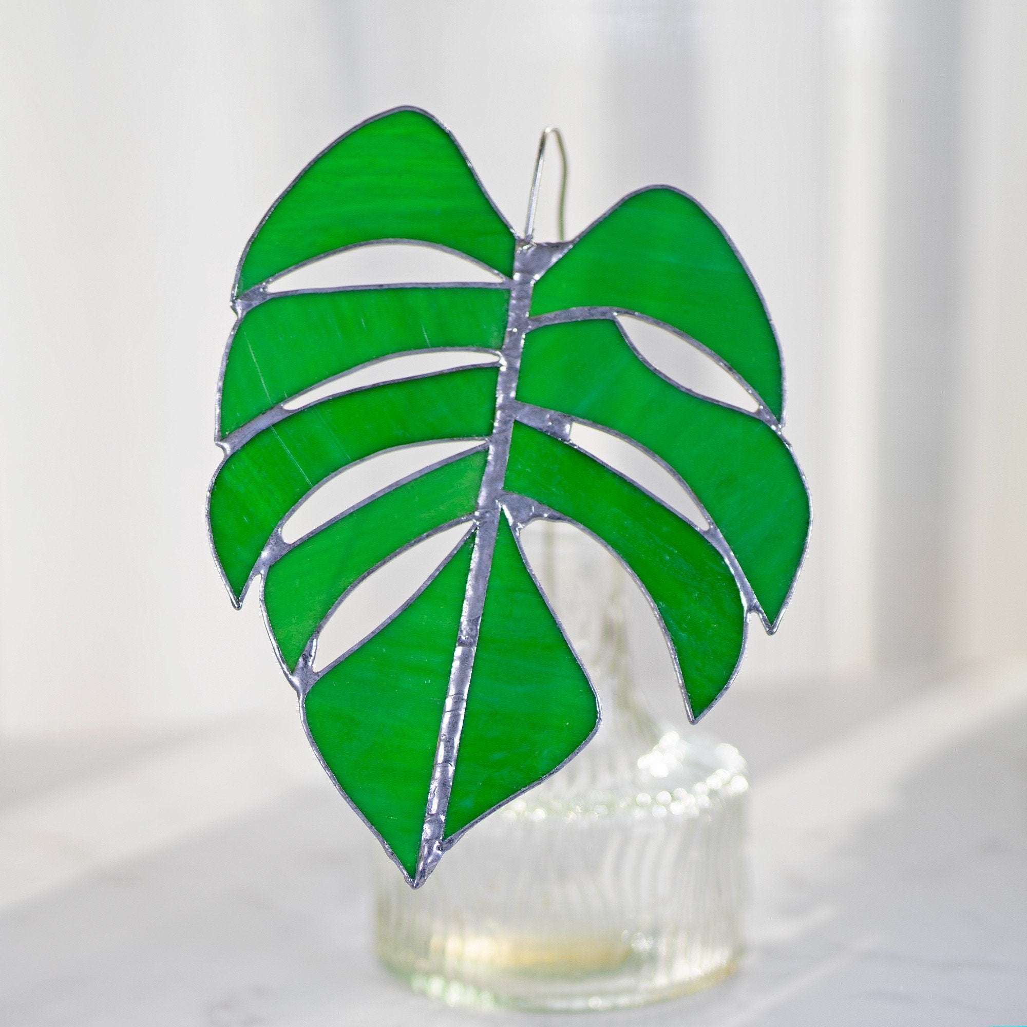 Monstera 1 set of 2 Table stained glass decor,Fake Monstera plant,Monstera plant decor,House Desk plant,Nature home decor, Nature Ornamen
