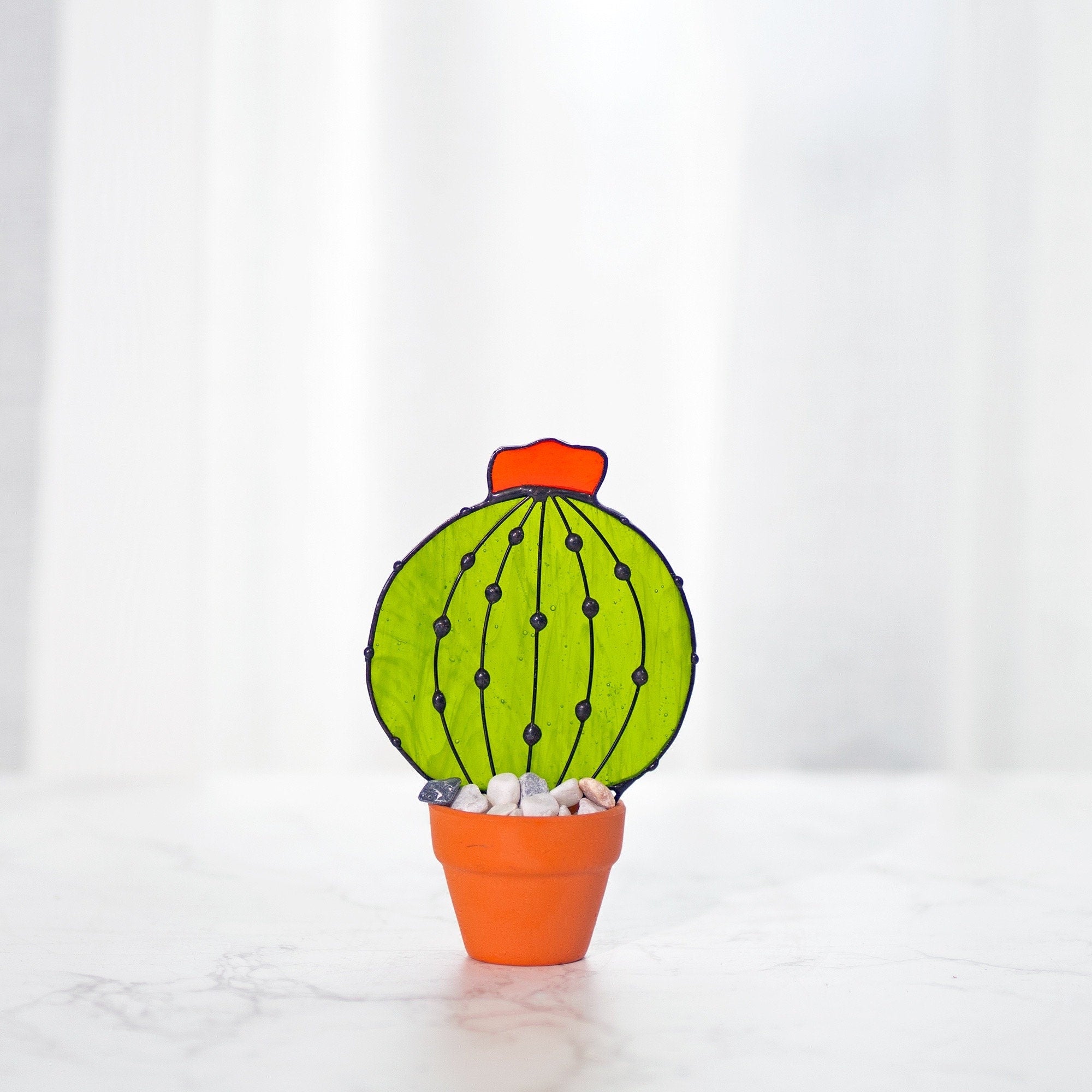 Cactus Plant Stained Glass Succulents Plants Suncatcher Cactus Decor Garden Decor Plants Glass Art, Artificial House Plant,Birthday Gifts