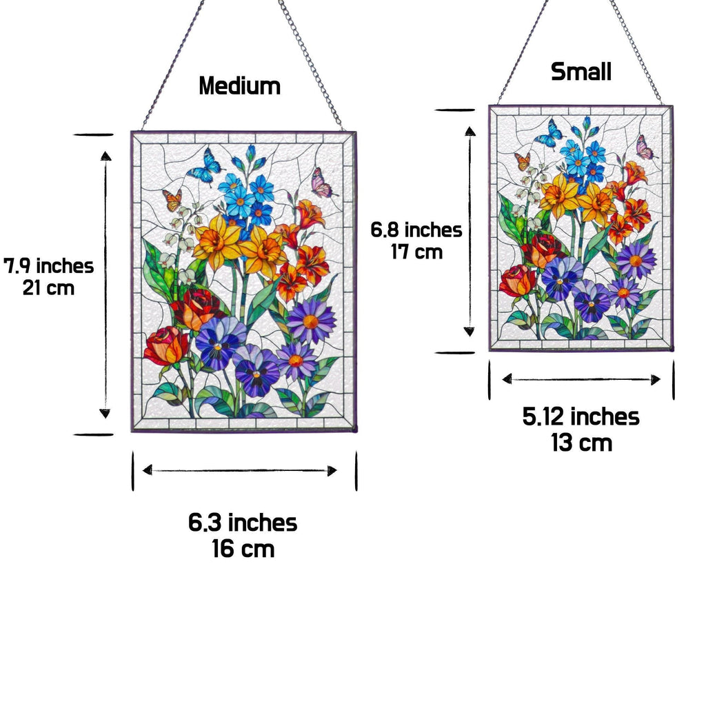 Custom Family Birth Flowers Glass Suncatcher, Custom Mom's Garden Gift Flower Glass Art Birth Flower Nana's Garden Mother's Day Gift For Mom