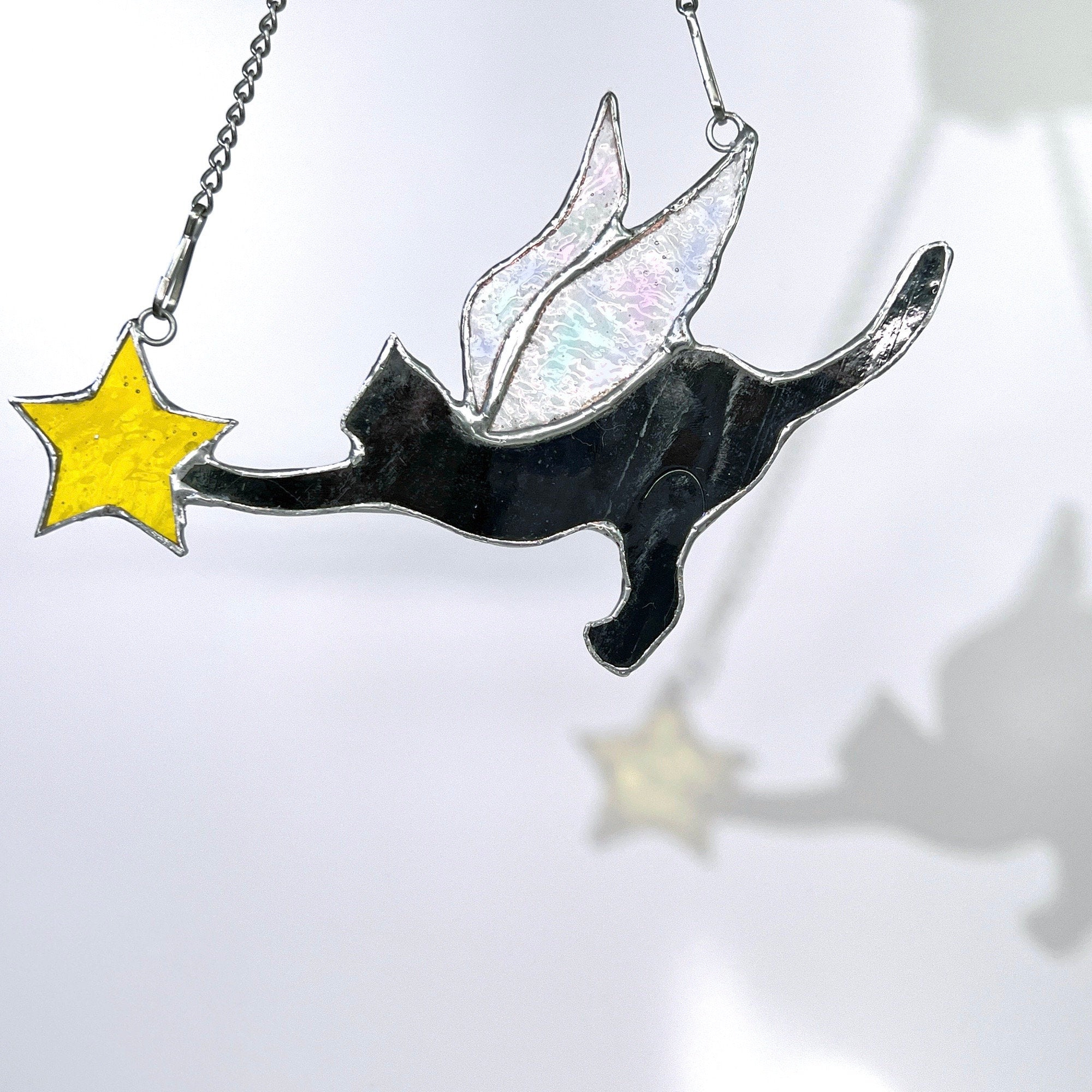 Angel Cat Stained Glass Suncatcher Lamp Window Hanging Cat Memorial Gifts for Loss of Cat Sympathy Gift for Cat Lover