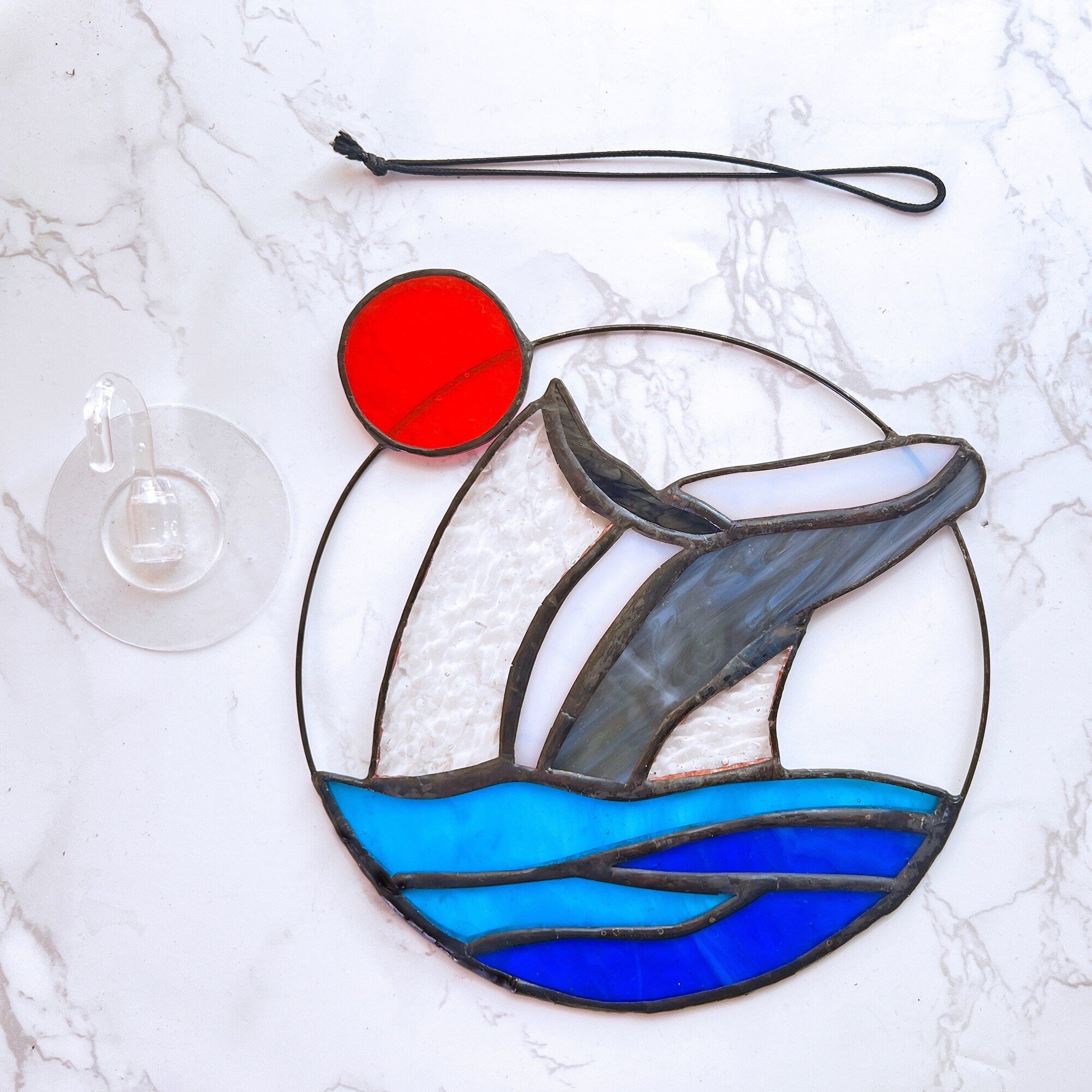 Marine Stained Glass Whale Window Hangings Suncatcher Whale Sun Catcher Ocean Stained Glass Sea Home House Decor Window Wall Decoration