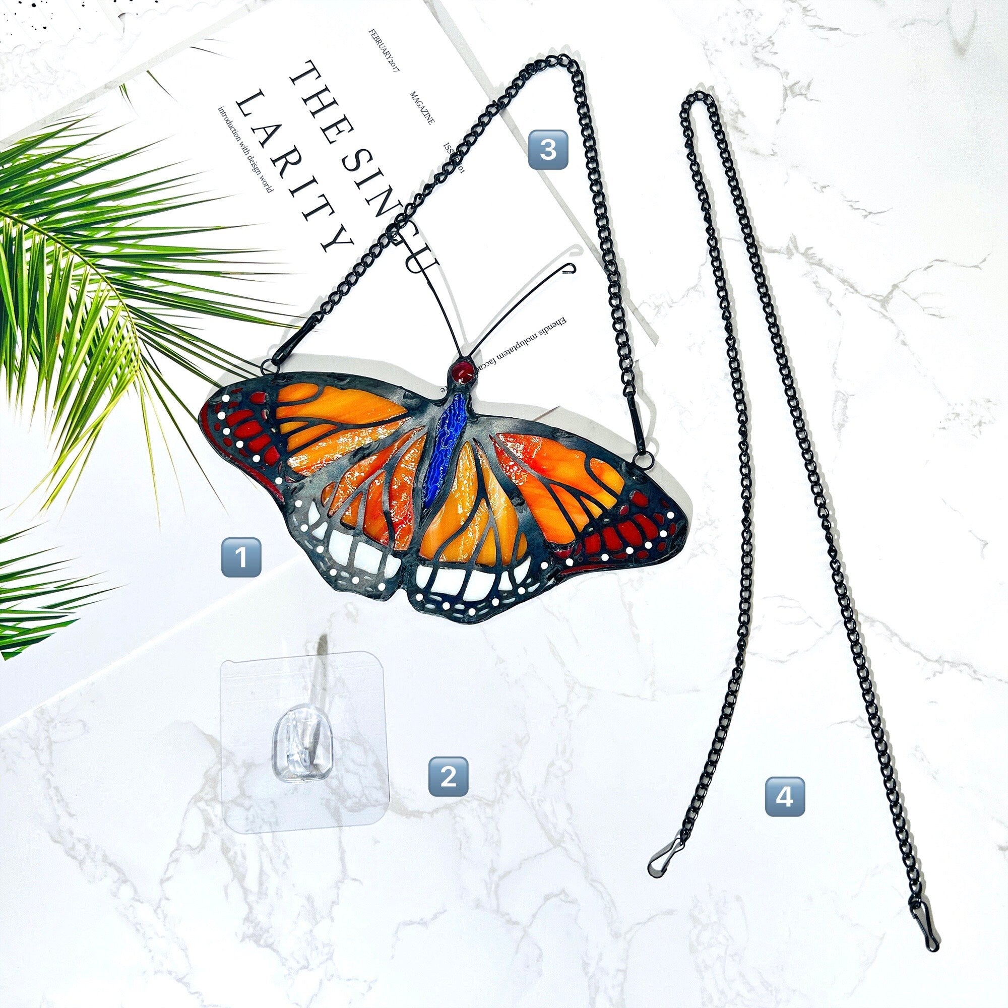 Monarch Butterfly Stained Glass Window Hanging Butterfly Suncatcher Decor, Butterfly Gifts Decoration, Butterfly Lovers